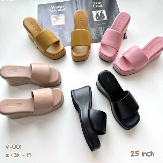 V-001 - รองเท้าส้น PU ส้นสูง 2.5 inch