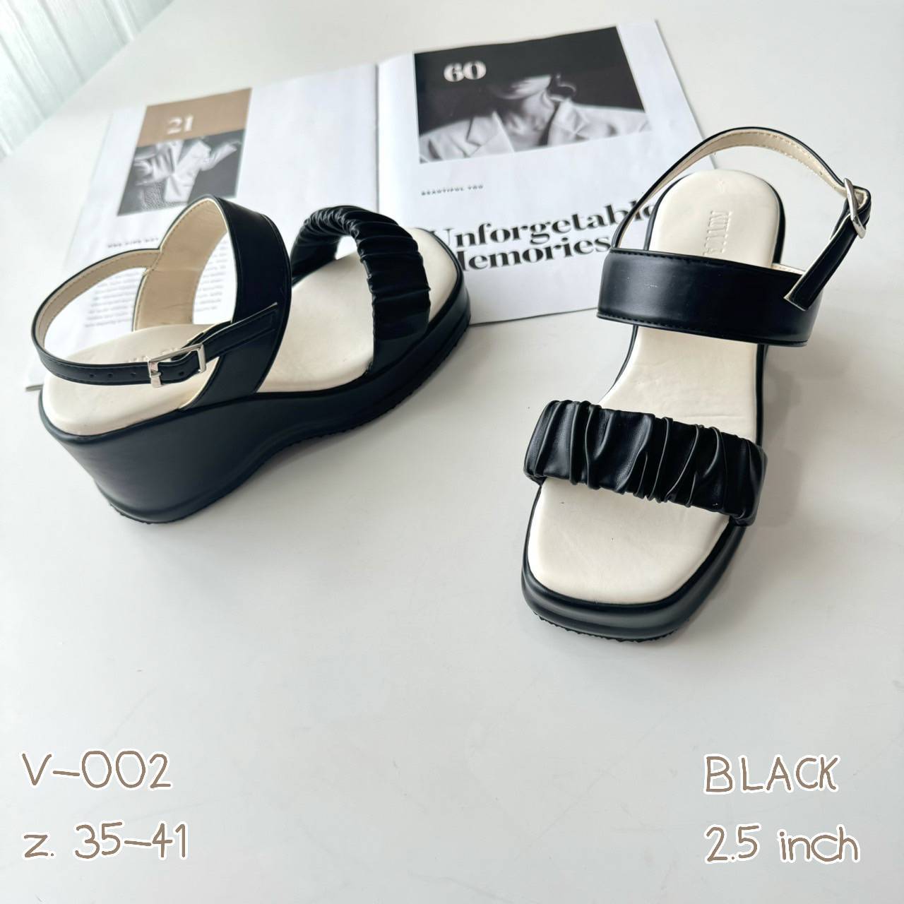 V-002 - รองเท้าส้น PU สูง 2.5 inch